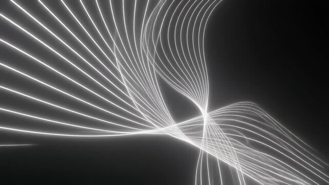 Abstract white lines converging at a central point on a dark background, creating a sense of dynamic movement and energy, viewed from a straight-on perspective