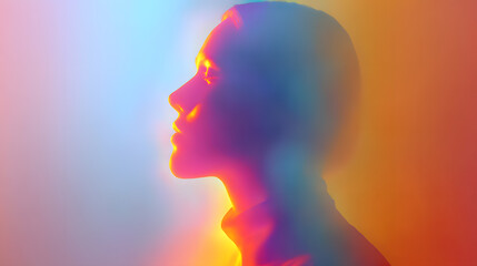 Chromatic Aura: A spectral portrait of an individual, bathed in a captivating spectrum of colors, exploring themes of identity and introspection.