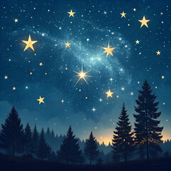Naklejka premium christmas night landscape