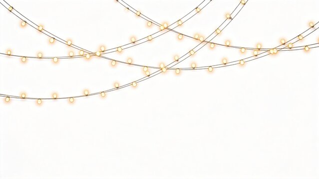 Fairy lights on white background holiday decoration Christmas garland string lights warm glow festive atmosphere celebration party decor winter holiday seasonal design,design