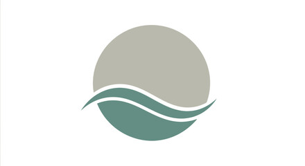 Fototapeta premium Simple Gray Green Circle Wave Logo Design.