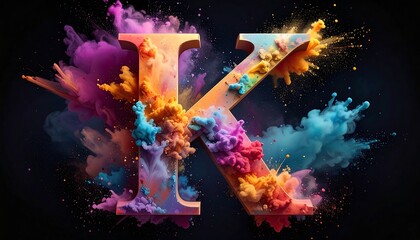 Fototapeta premium A colorful explosion around a large letter