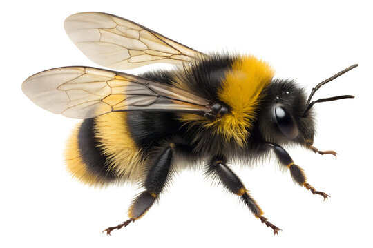 Isolated Bumble Bee Macro Closeup in Studio &mdash; bumblebee, macro, insect
