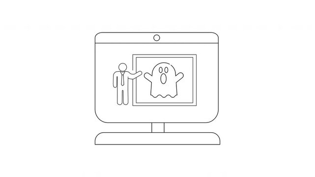 Online Ghost Presentation - Spooky Digital Learning Concept.
