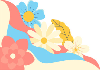 Flower Floral Corner Decoration for Women's Day, Kartini's Day, Spring Illustration. Vector Isolated