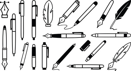 Set of 20 writing utensil icons vector