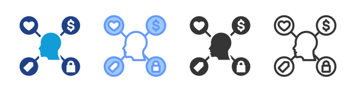 Consumer Behavior icon set multiple style collection