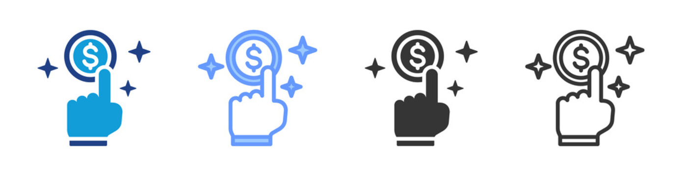 Pay Per Click icon set multiple style collection