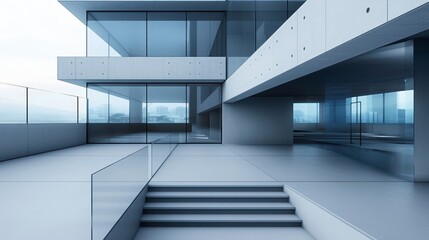 Obraz premium Modern Architectural Design with Minimalist Aesthetic and Glass Facade