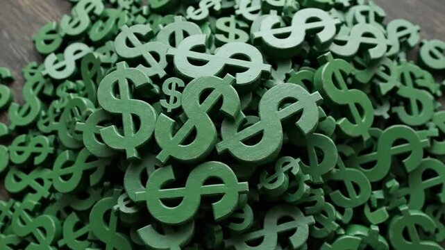 Green Dollar Sign Pile: Symbolizing Wealth, Financial Success, and Abundance