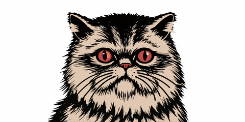 A striking portrait of a persian cat with intense red eyes © Raben