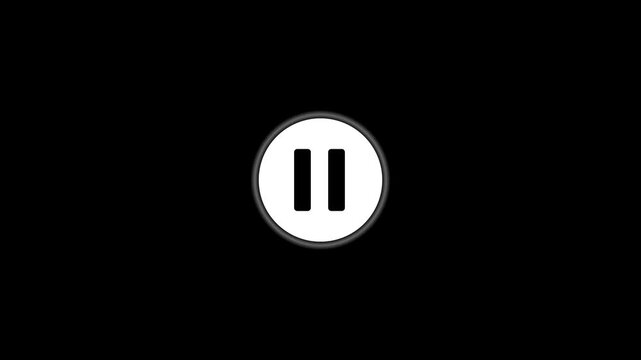 Black play button icon animation. 4k resolution.