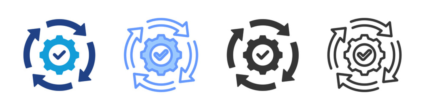 Total Quality Management icon set multiple style collection
