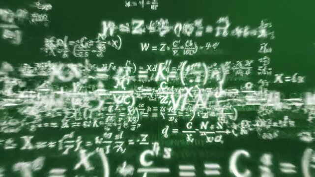 Abstract math equations floating in digital space