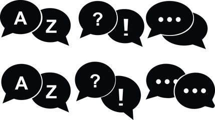 Black speech bubbles with letters and symbols © Boshir
