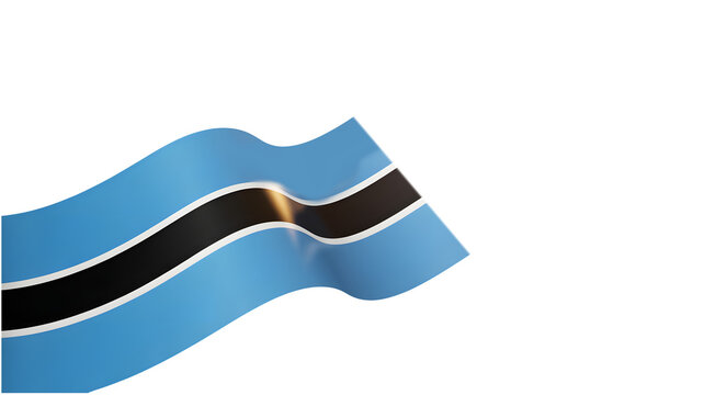 Waving Botswana flag with vibrant blue and black stripes