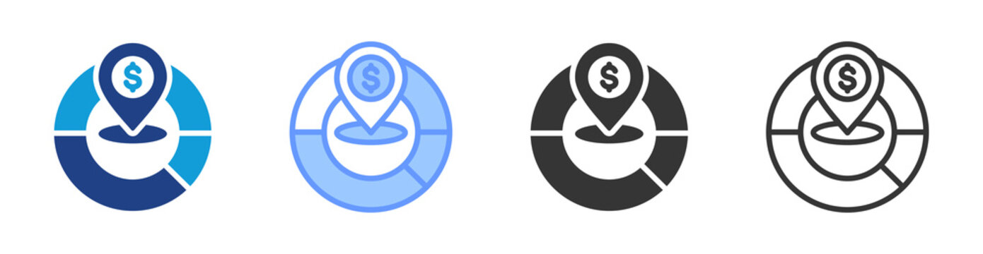 Market Positioning icon set multiple style collection