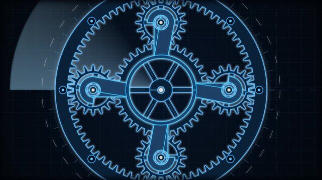 Blueprint Planetary Gear Mechanism  4K Seamless Loop