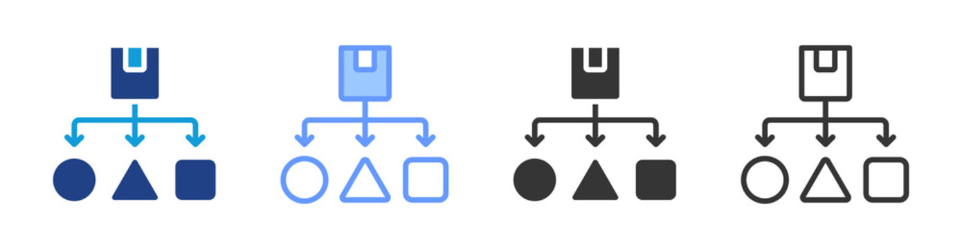 Product Diversification icon set multiple style collection