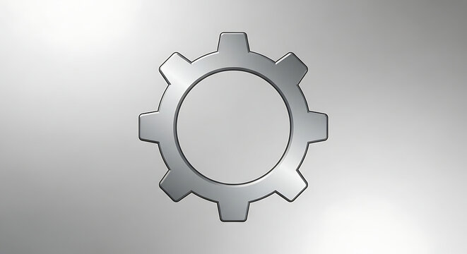 metallic gear icon a precise 3d render symbolizing settings mechanics and industrial processes on a clean gradient background.