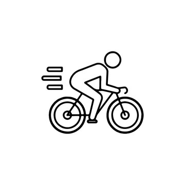 Cyclist Silhouette Motion Art, Minimalist Bicycle Line Drawing