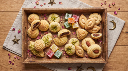 Fototapeta premium Festive Maamoul and Turkish Delight for Eid al-Fitr
