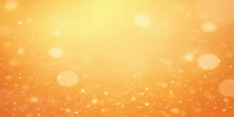 An abstract golden orange bokeh background with glowing glitter and bright holiday light sparkles for a shiny Christmas decoration design illustration © Fahid