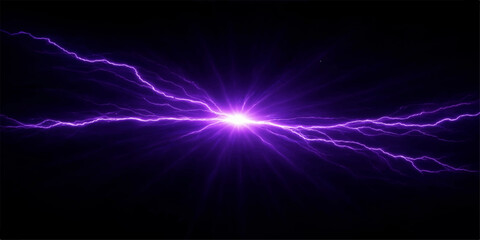 A glowing blue lightning flash erupts in a bright motion pattern against the black night of deep space, creating an abstract fractal art design with a magic flare of energy and star light © Fahid