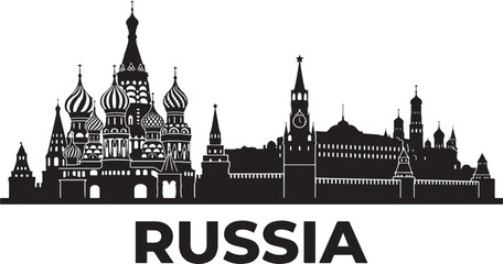Fototapeta premium Stunning silhouette of Russia's iconic Moscow cityscape skyline
