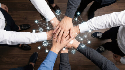 Fototapeta premium Online education network collaboration teamwork support success connection unity