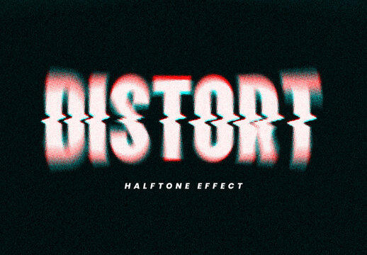Distorted Halftone Glitch Text Effect