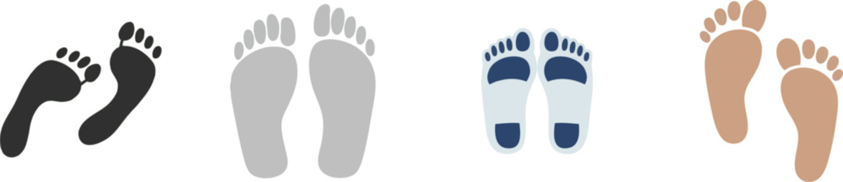 Human shoe footprint icon logo flat vector design set isolated on white transparent background
