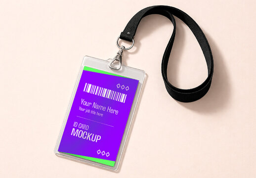 Plastic Lanyard ID Card Mockup