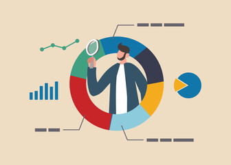 Business Data Analysis Concept with Analyst and Pie Chart Statistics Dashboard