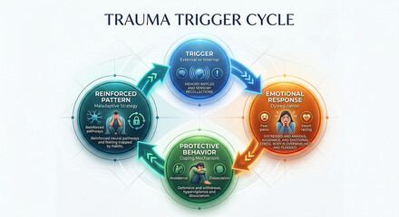 Trauma Trigger Cycle Emotional Response Coping Mechanism Diagram