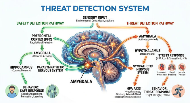 Threat Detection System Brain Fear Response Neuroscience Diagram