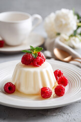 Premium fresh milk pudding placed on a plate.