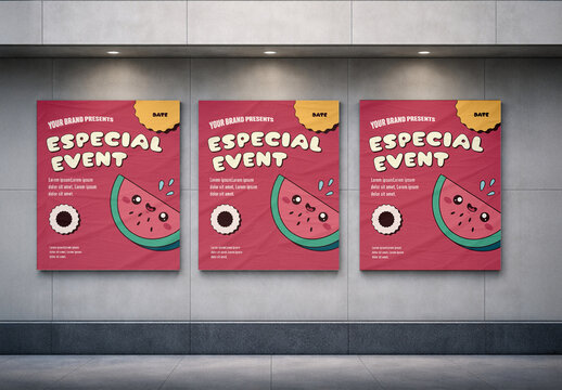 Modern Glued Posters Mockup