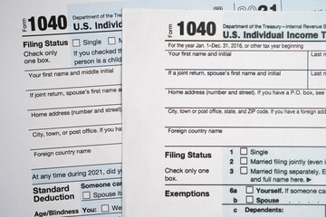 Fototapeta premium Tax form 1040 U.S. Individual Income.