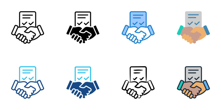 Contract Agreement icons set multiple style collection. Editable stroke 
