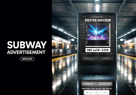 Illuminated Subway Poster Mockup