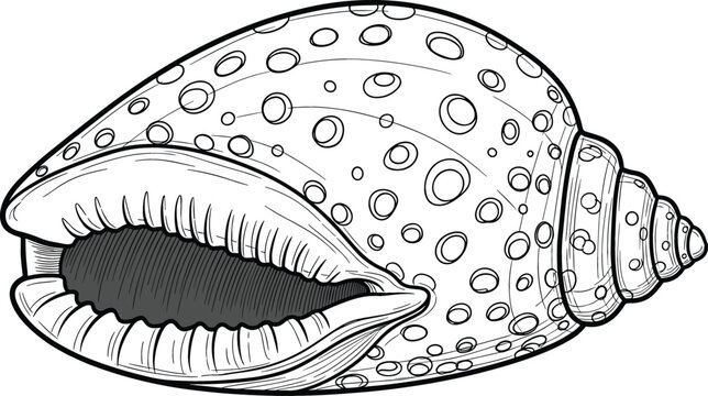 Hand Drawn Sea Shell Vector Illustration with Detailed Marine Conch Shell Outline Vintage Ocean Nature Sketch Isolated