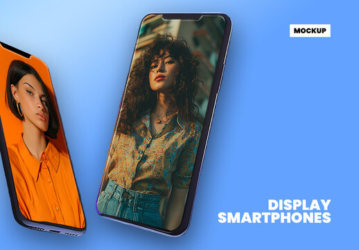 Angled Smartphone Display Mockup