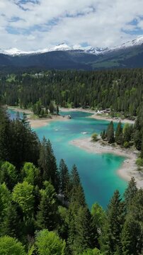 Caumasee Lake Cauma stunning Alpine lake in the Canton of Graub&uuml;nden near Flims, Switzerland