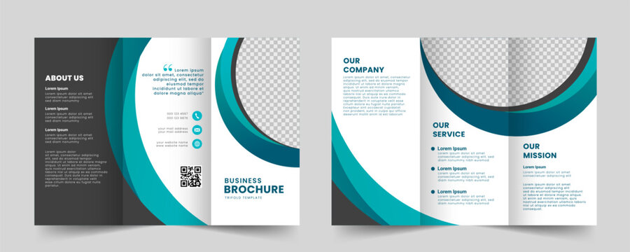 Creative business trifold brochure template. Modern tri fold brochure layout design. Vector