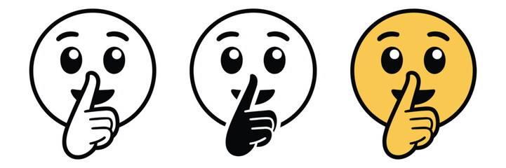 Fototapeta premium Shush Emoji Vector Graphic Illustration, silence icon quiet symbol, secret keep mouth shut be silent hush sign, editable vector illustration