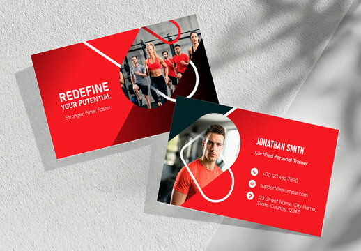 Fitness transformation motivation concept : Modern fitness business card branding design.