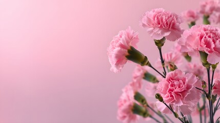 Beautiful Pink Carnation Flowers Blooming on a Soft Gradient Background.