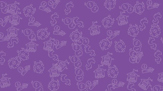 Looping purple science icons seamless pattern animation.