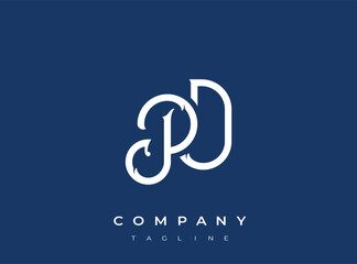 Elegant company logo template with intertwined letters on blue background